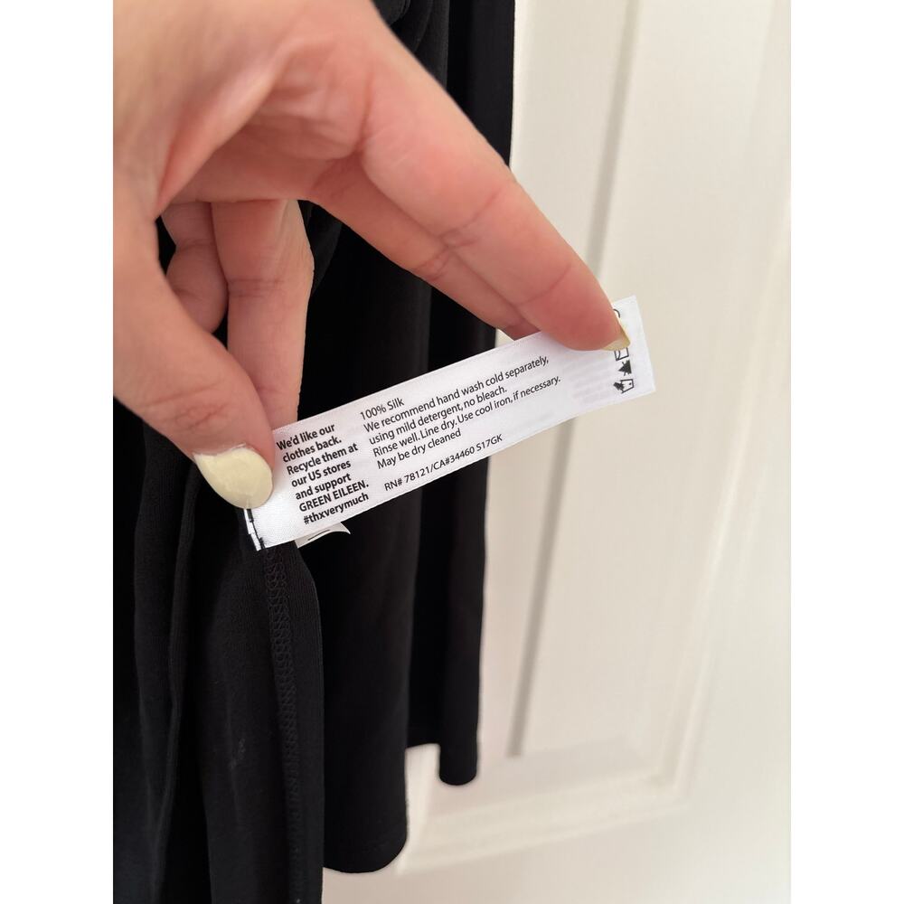 Eileen Fisher Black Silk Jersey Tunic Top Women’s Small Long Sleeve Minimalist - Picture 9 of 9